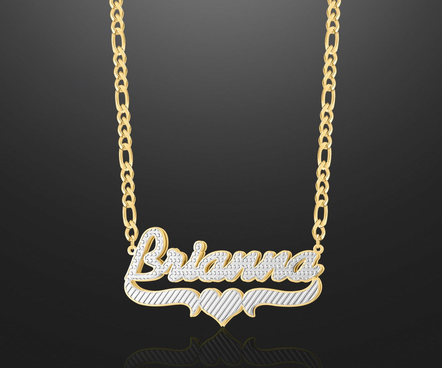 Kids Double Plated Heart Script Name Necklace