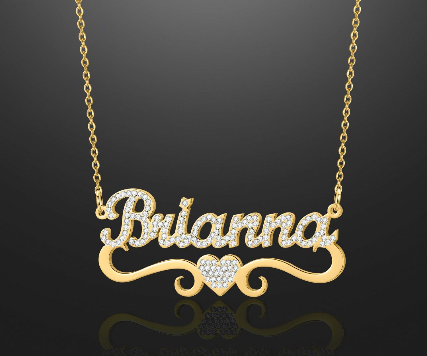 Kids Iced Heart Name Necklace