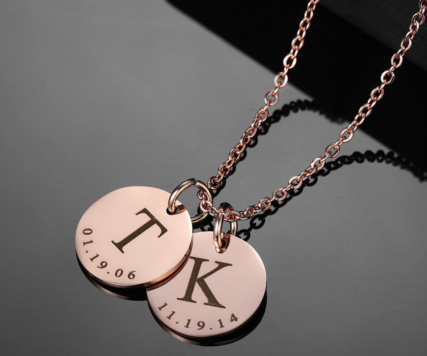 Initial Date Charm Necklace