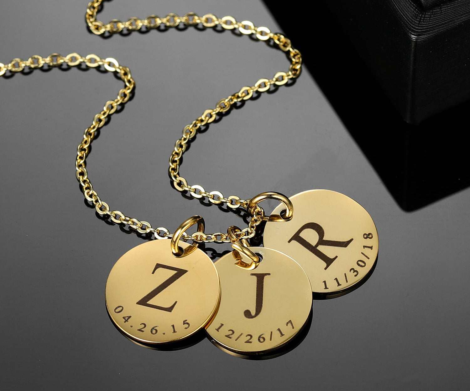 Initial Date Charm Necklace