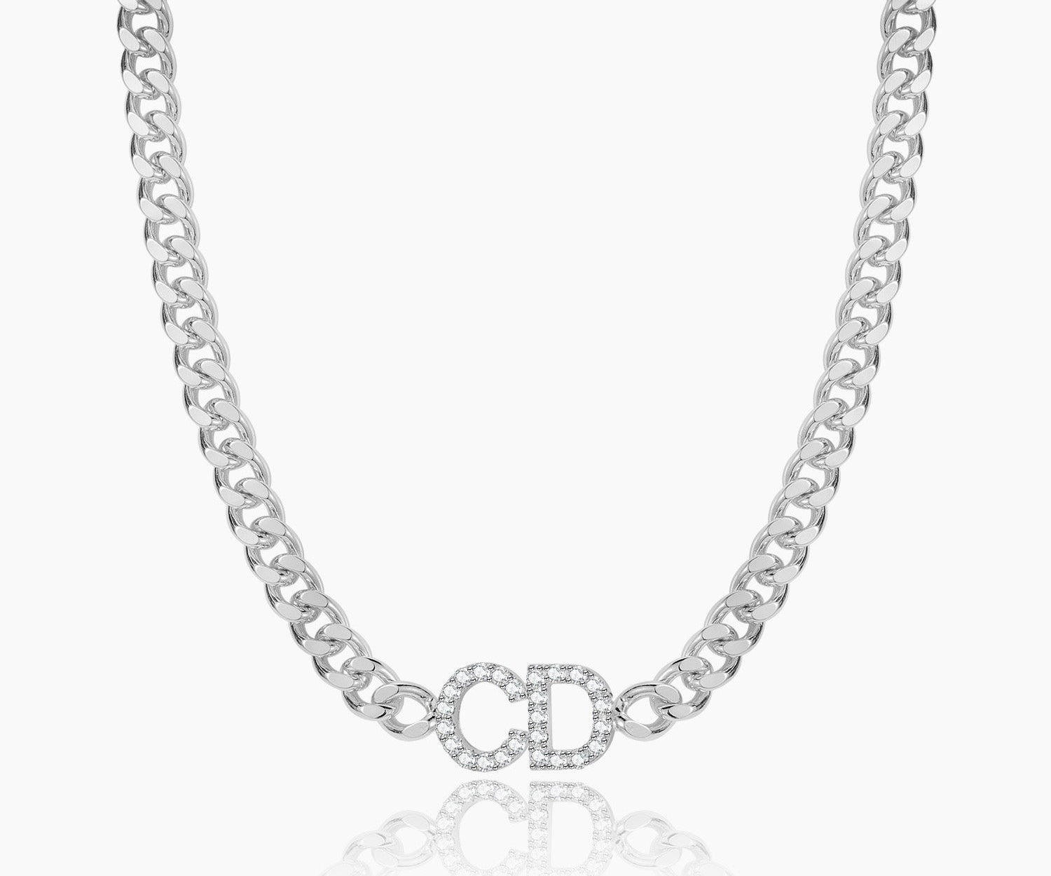 Iced Initials Necklace w/ Cuban Chain