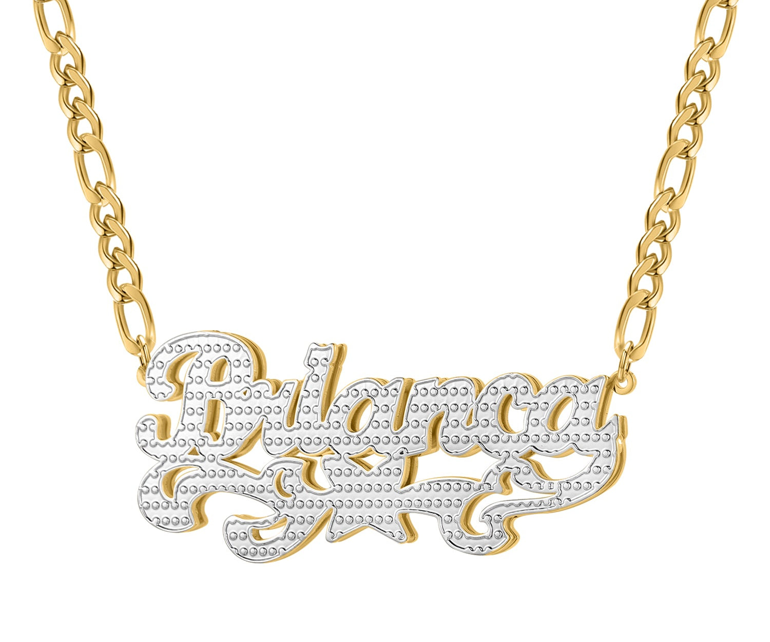 Double Plated Star Name Necklace w/ Figaro Chain