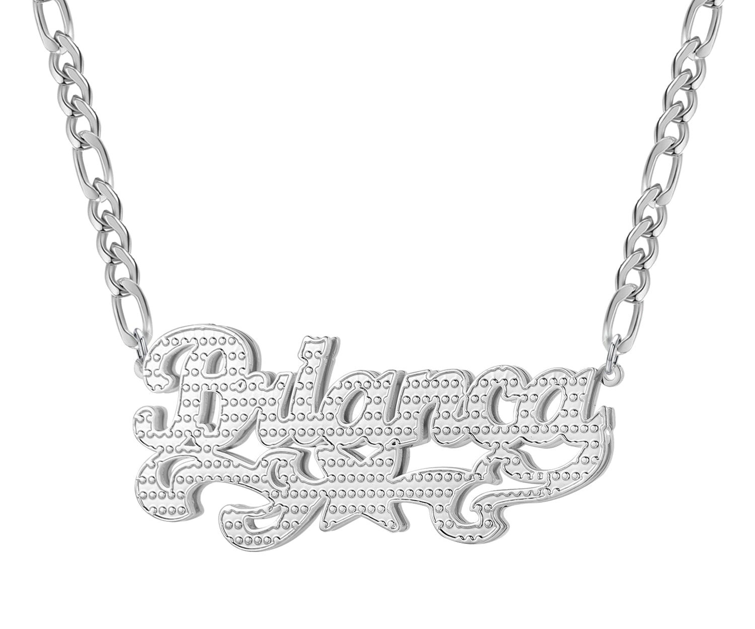 Double Plated Star Name Necklace w/ Figaro Chain