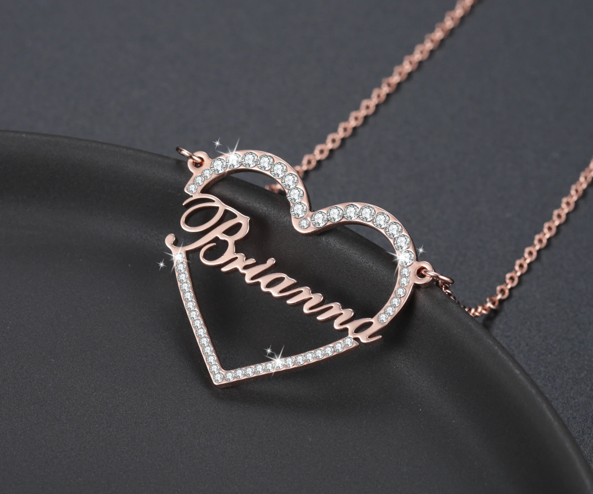 Iced Heart Shape Name Necklace