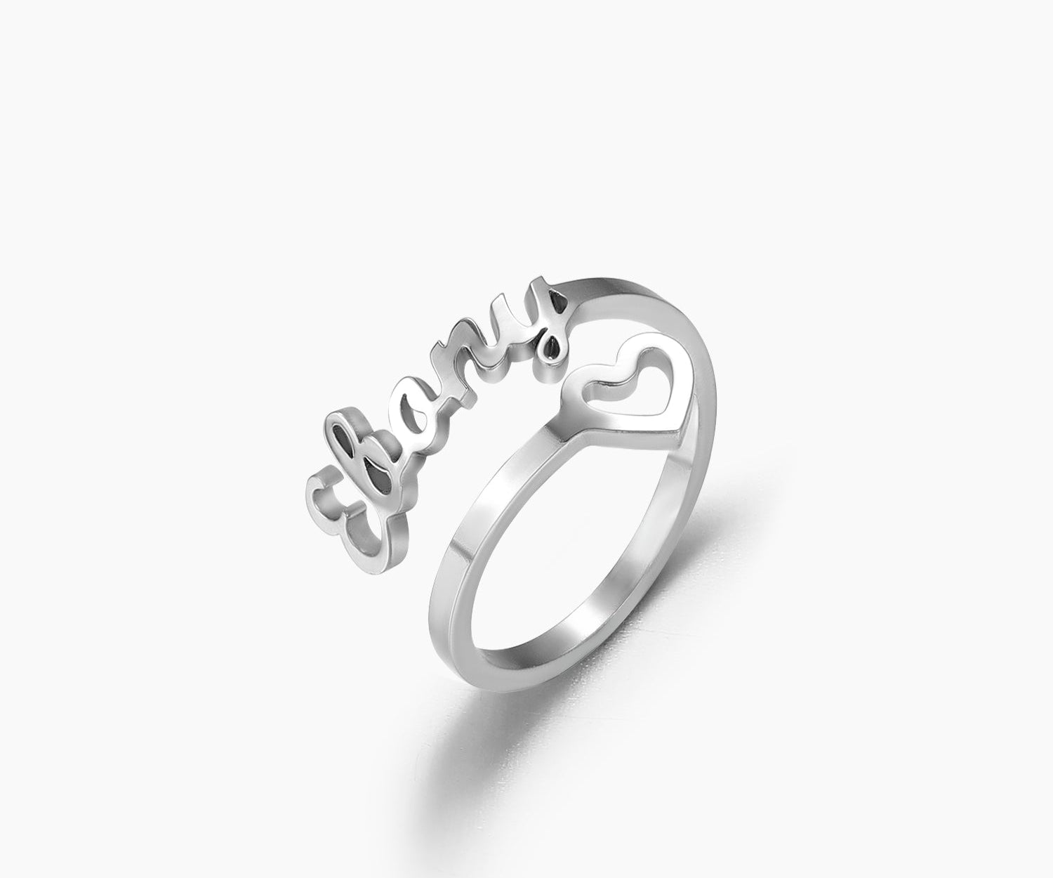Hollow Heart Name Ring