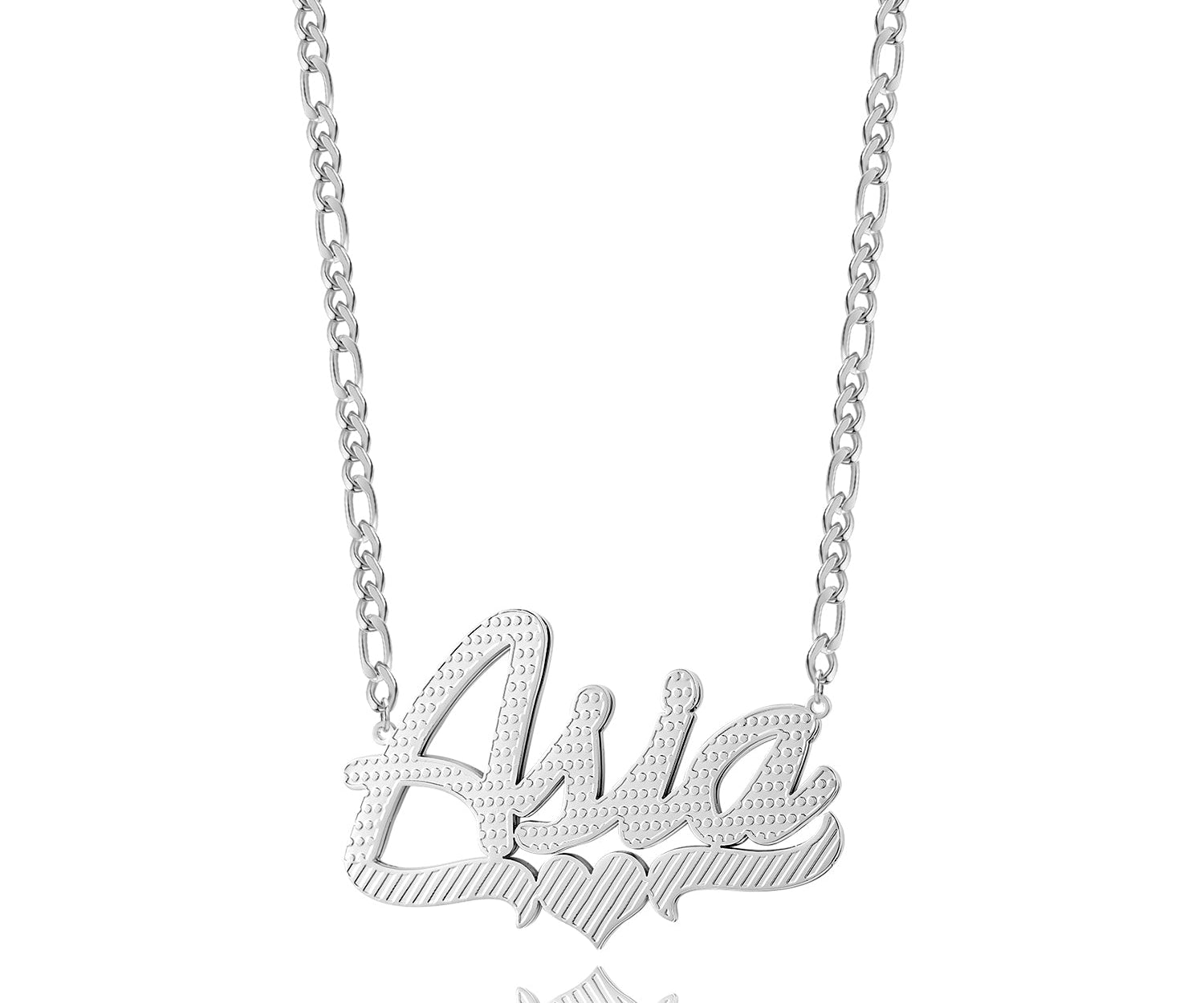 Double Plated Heart Script Name Necklace