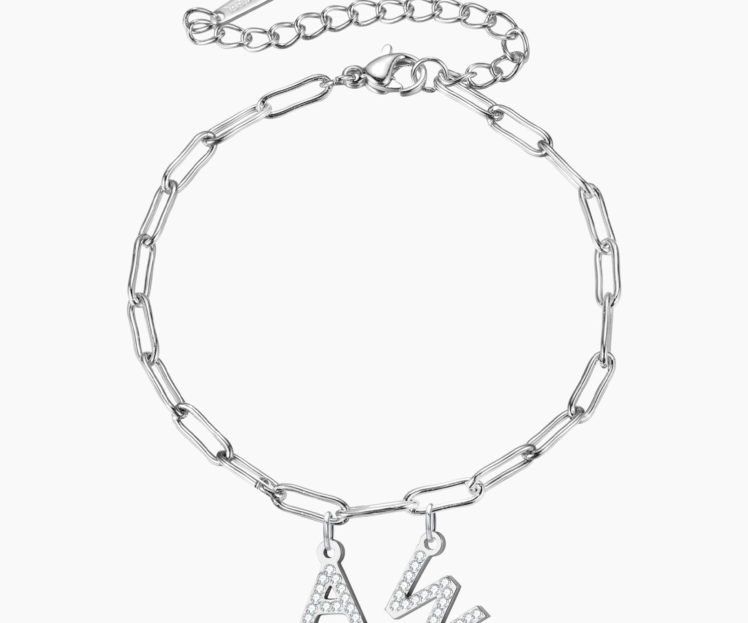 Iced Letters Bracelet w/ Paperclip Chain