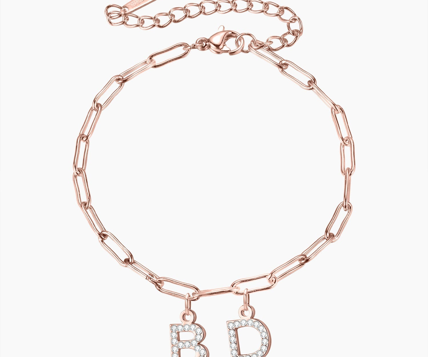 Iced Letters Bracelet w/ Paperclip Chain