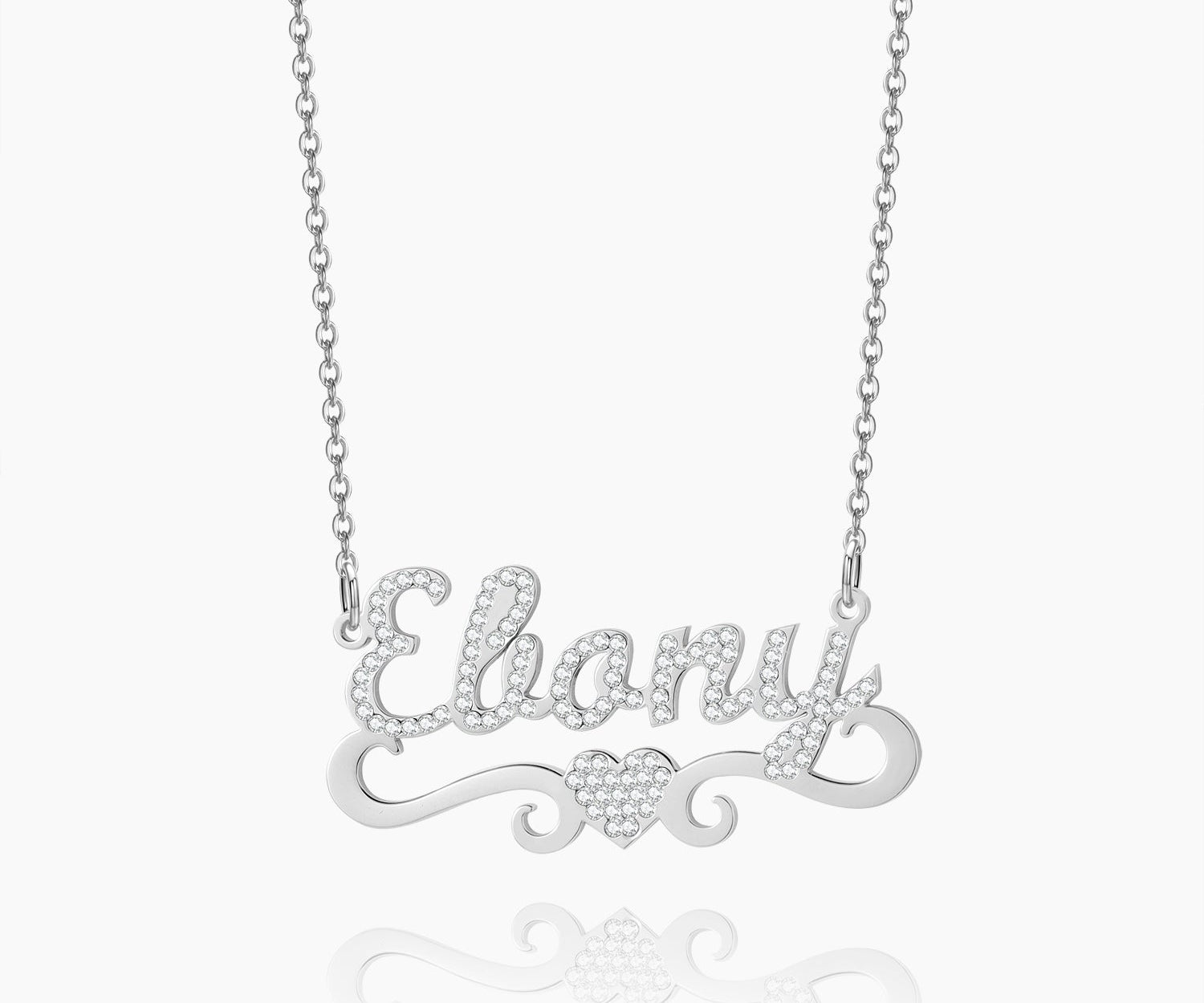 Iced Heart Name Necklace