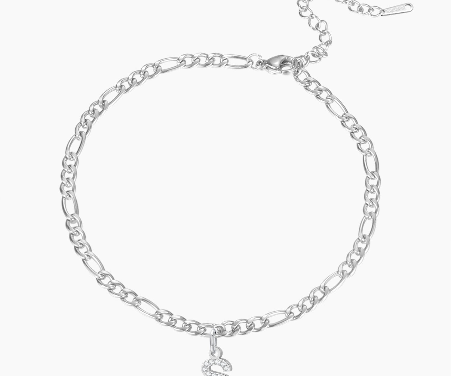 Iced Letter Bracelet w/ Figaro Chain