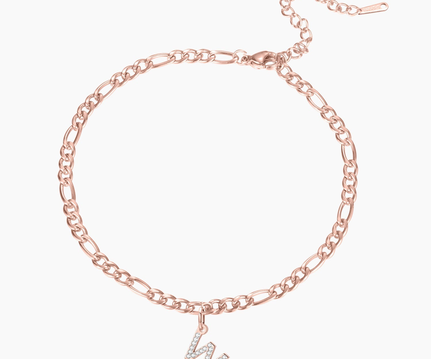 Iced Letter Bracelet w/ Figaro Chain