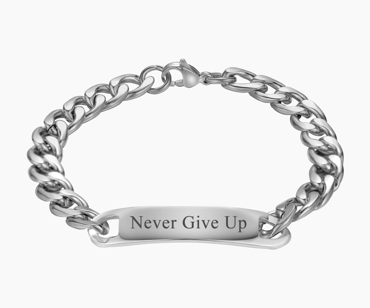 Engraved Bar Cuban Link Bracelet