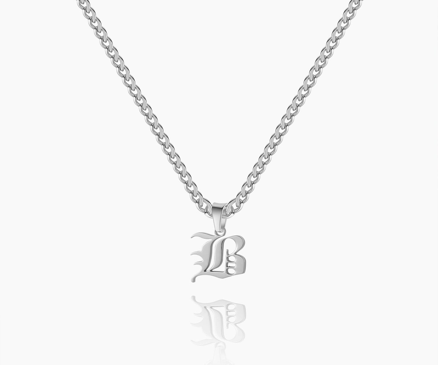 Gothic Letter Necklace w/ Cuban Chain