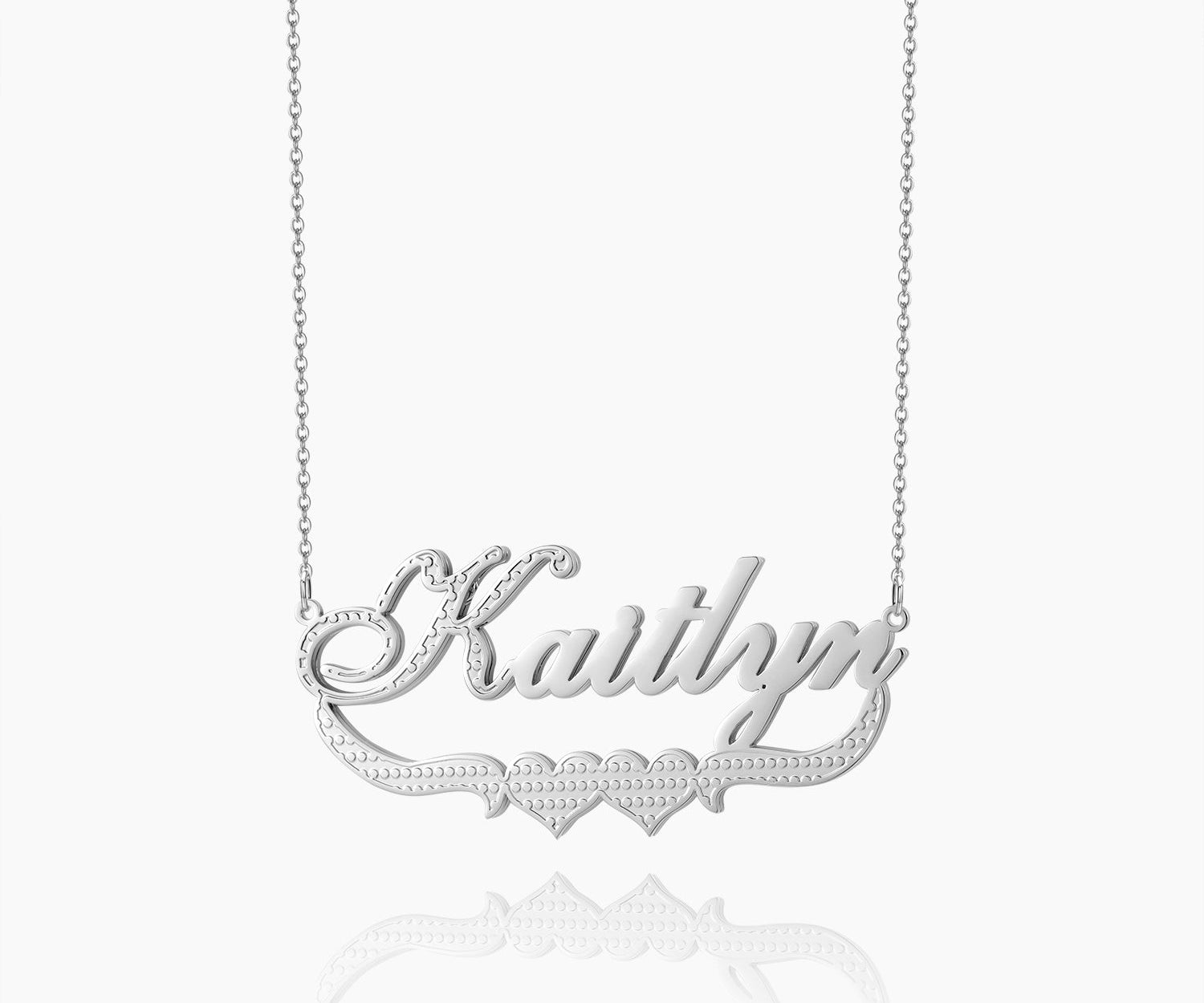 Double Plated Double Heart Name Necklace