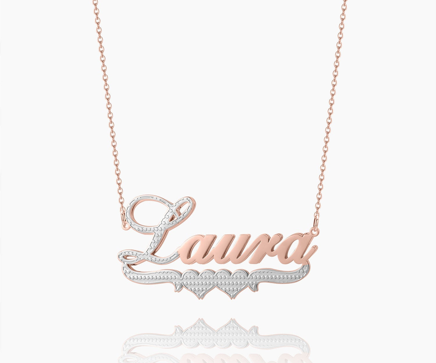 Double Plated Double Heart Name Necklace
