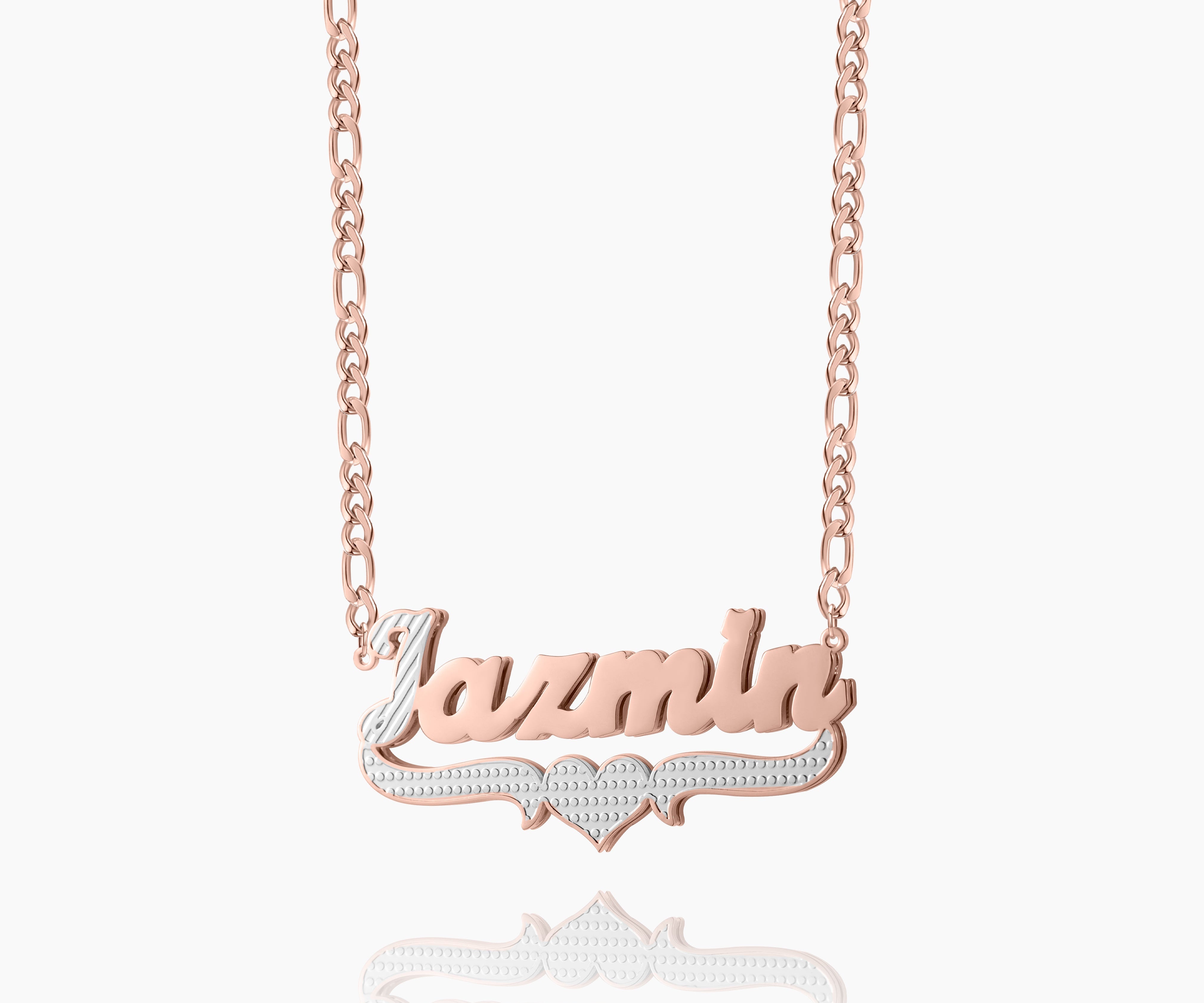 Double Plated Script Name Necklace w/ Figaro Chain
