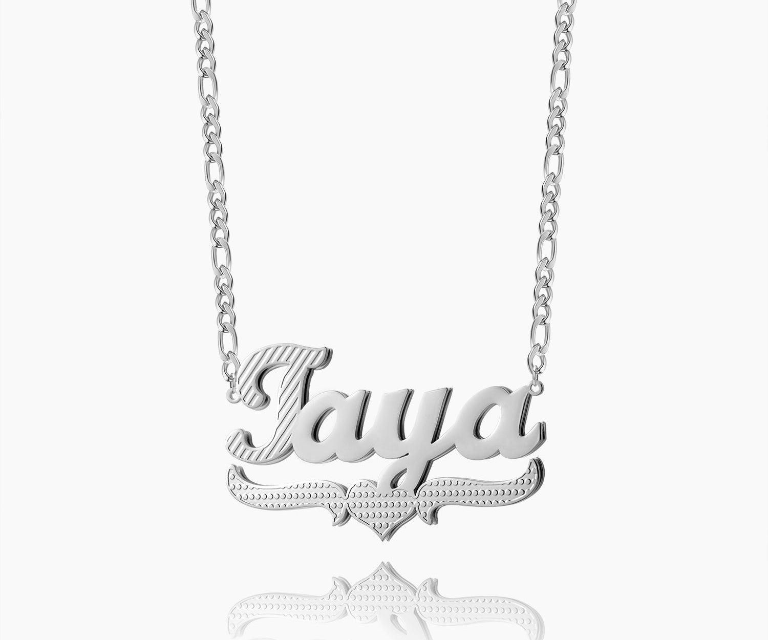 Double Plated Script Name Necklace w/ Figaro Chain