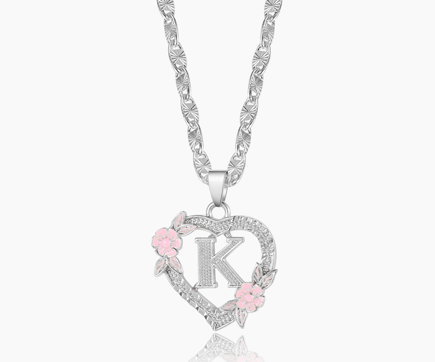 Flower Initial Necklace w/ Clip Chain