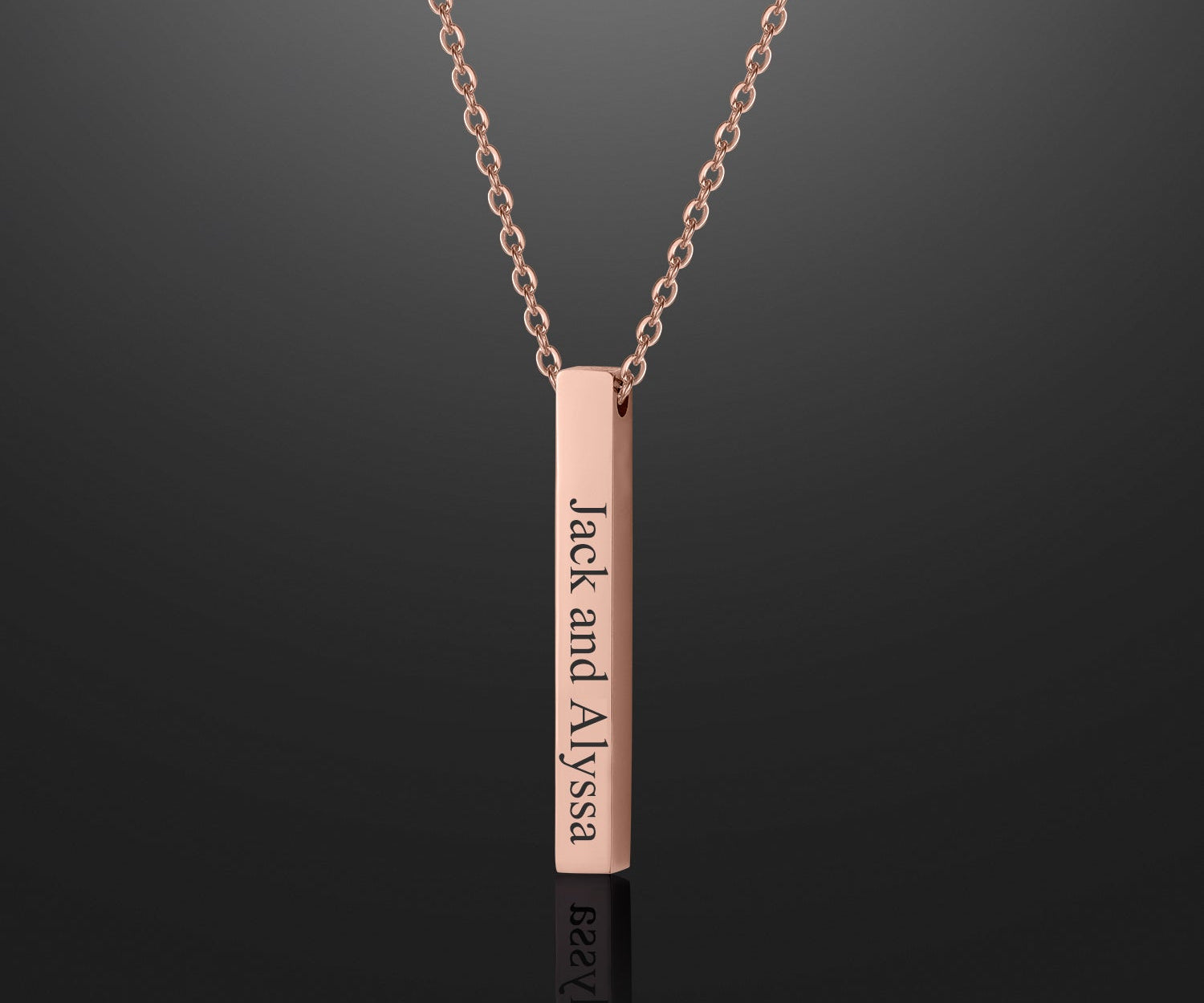 Engraved 3D Bar Necklace