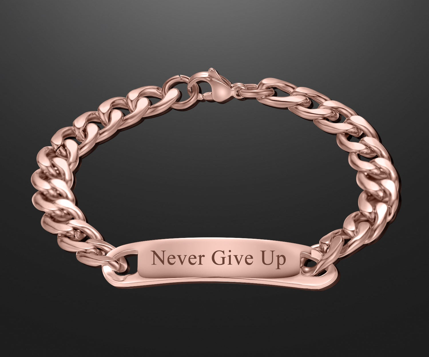 Engraved Bar Cuban Link Bracelet