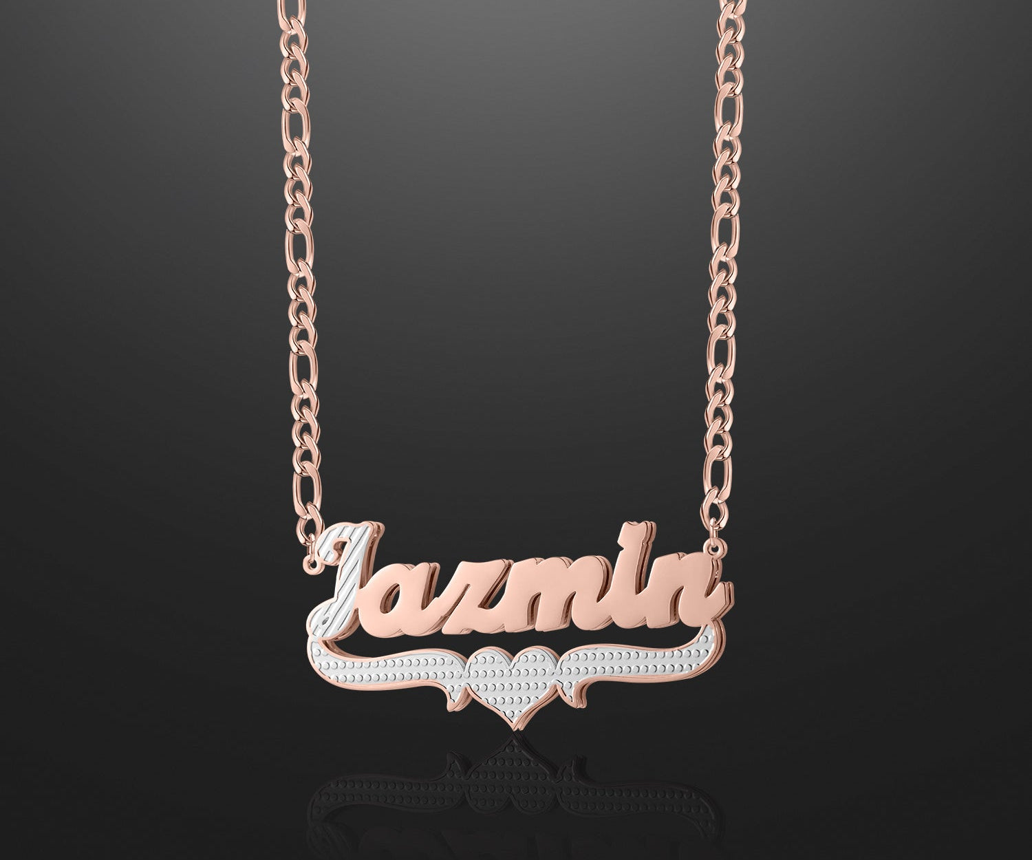 Kids Double Plated Script Name Necklace w/ Figaro Chain