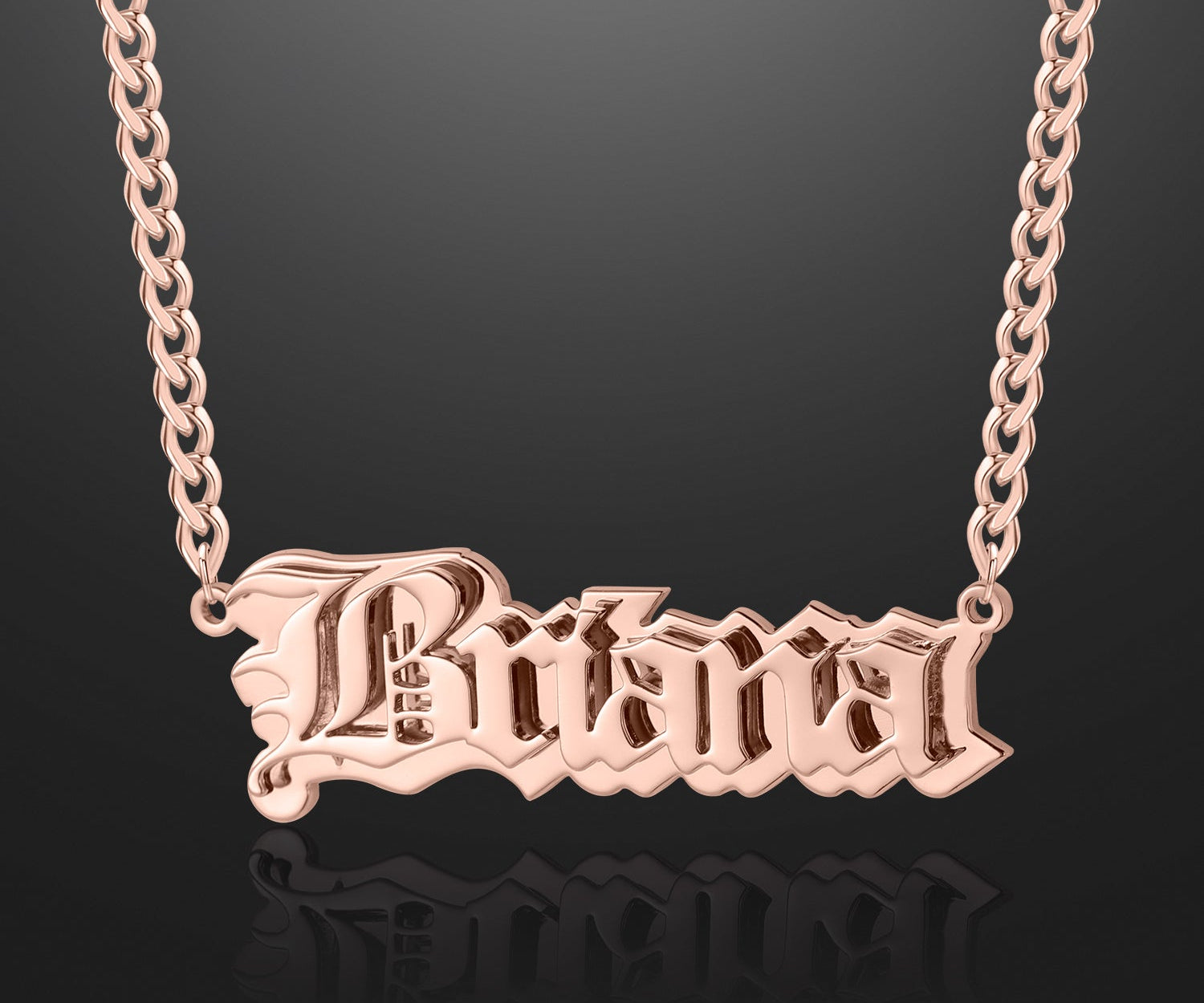 Gothic Outline Name Necklace w/ Cuban Chain