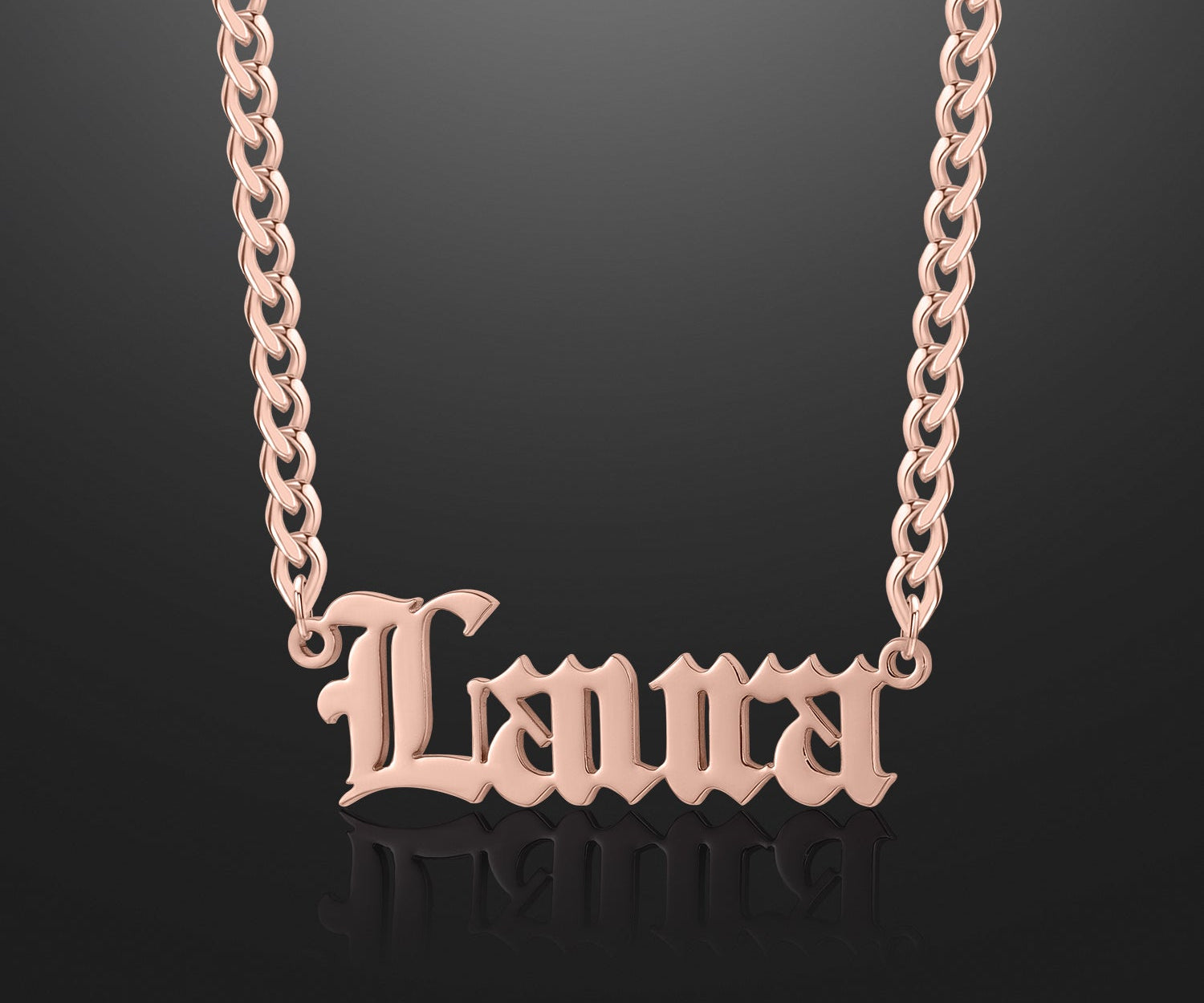 Kids Gothic Name Necklace w/ Cuban Chain