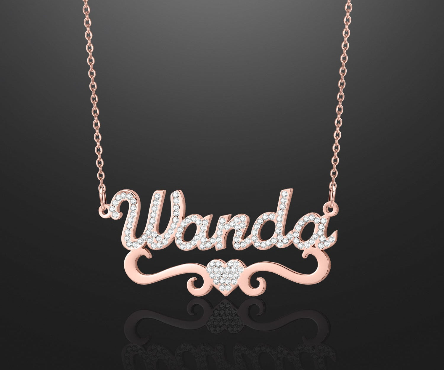 Kids Iced Heart Name Necklace