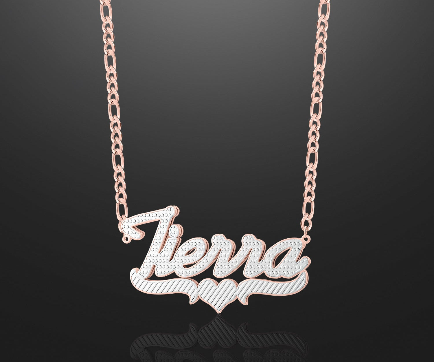 Double Plated Heart Script Name Necklace