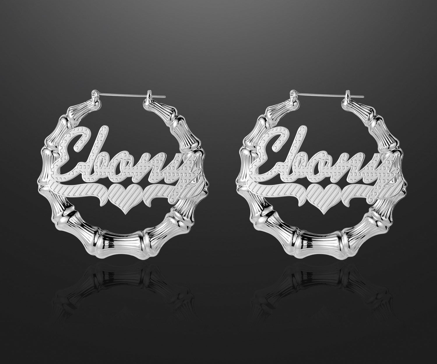 Double Plated Bamboo Name Hoop Earrings