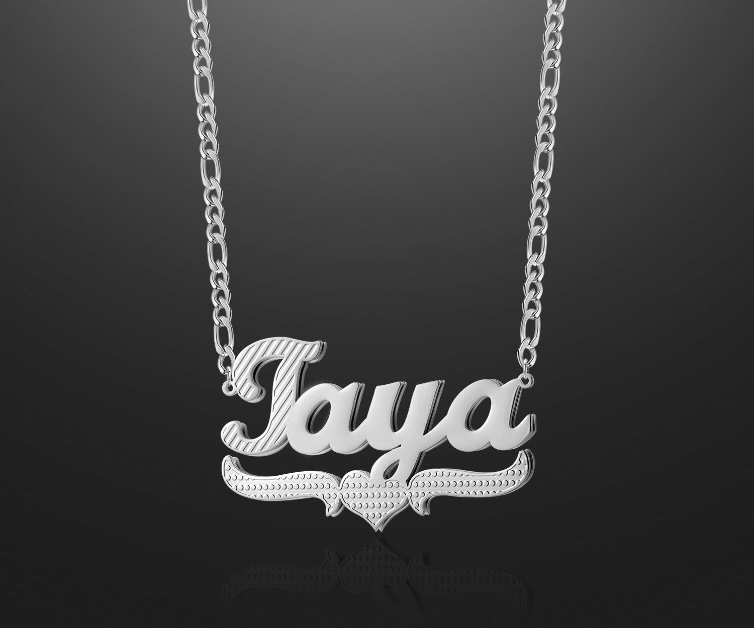 Kids Double Plated Script Name Necklace w/ Figaro Chain