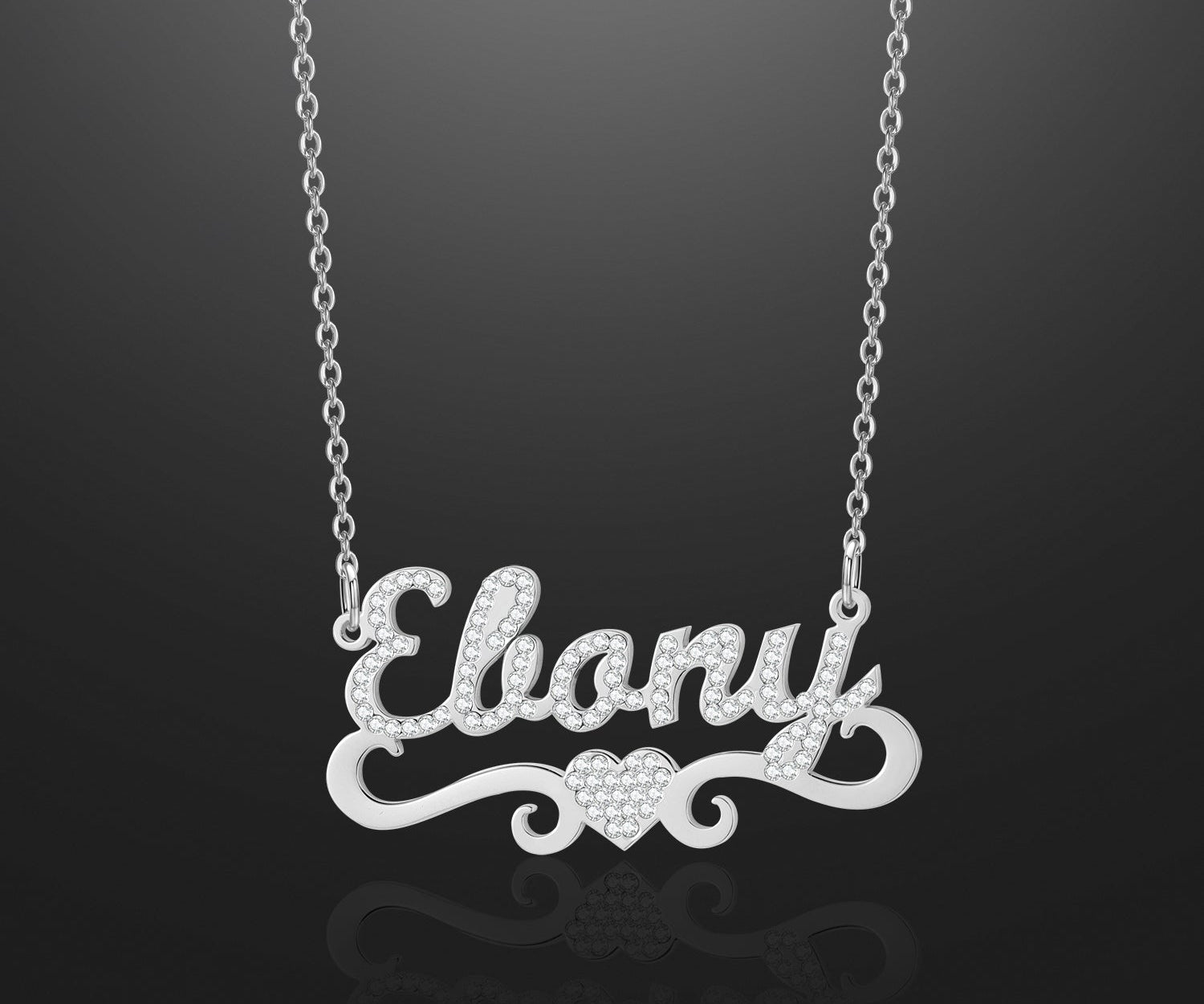 Kids Iced Heart Name Necklace