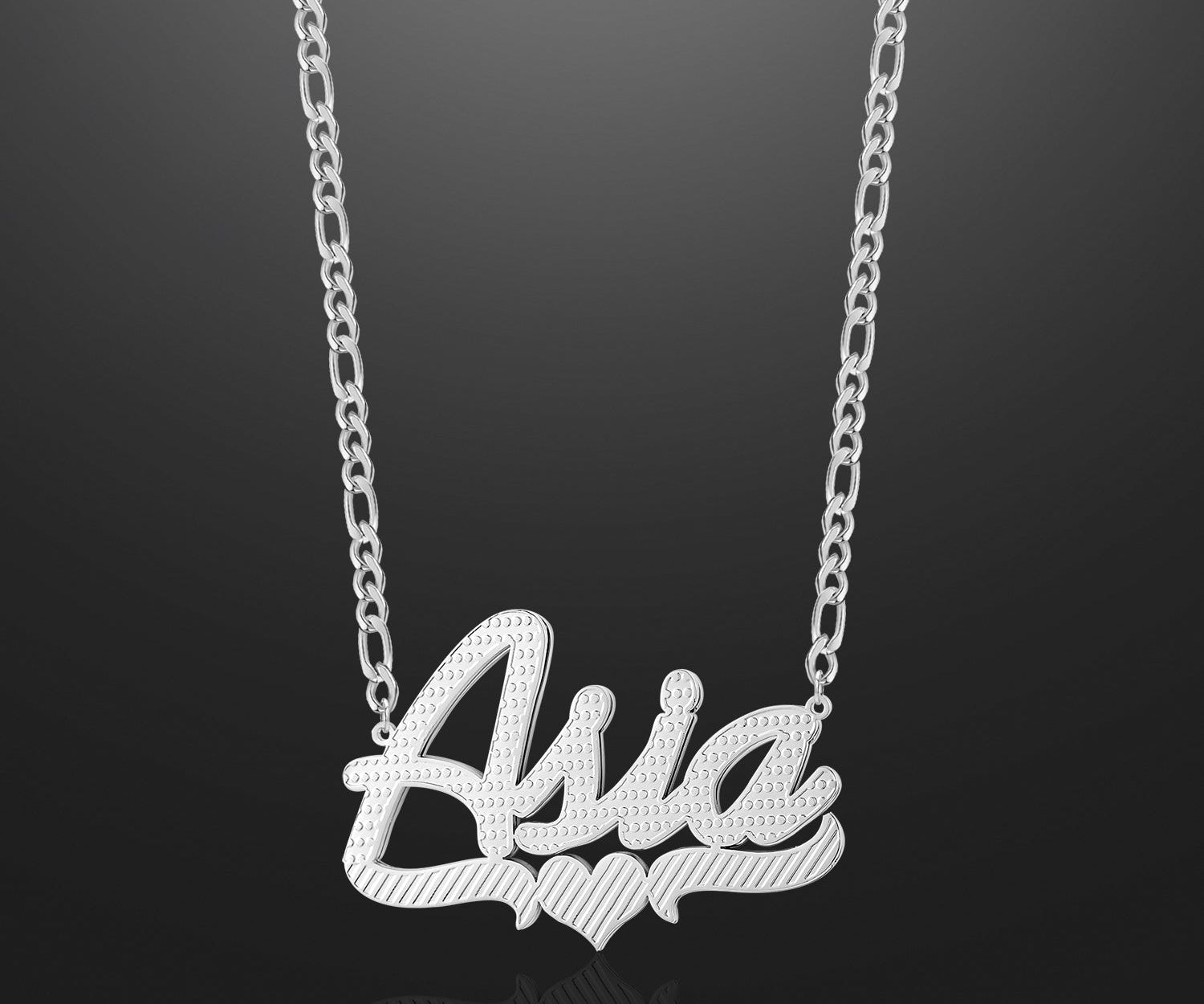 Kids Double Plated Heart Script Name Necklace