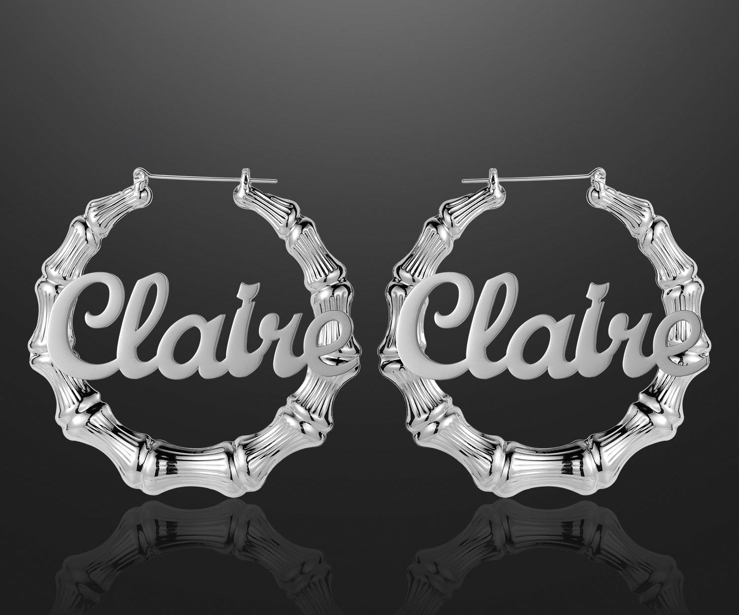 Bamboo Name Hoop Earrings