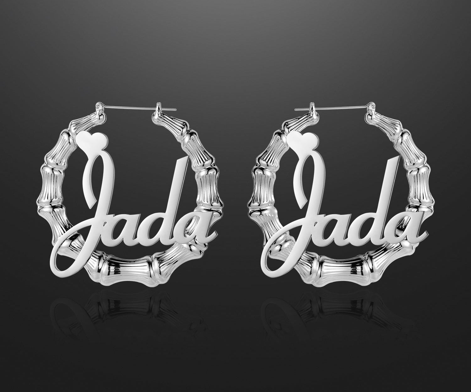 Lovely Name Bamboo Hoop Earrings