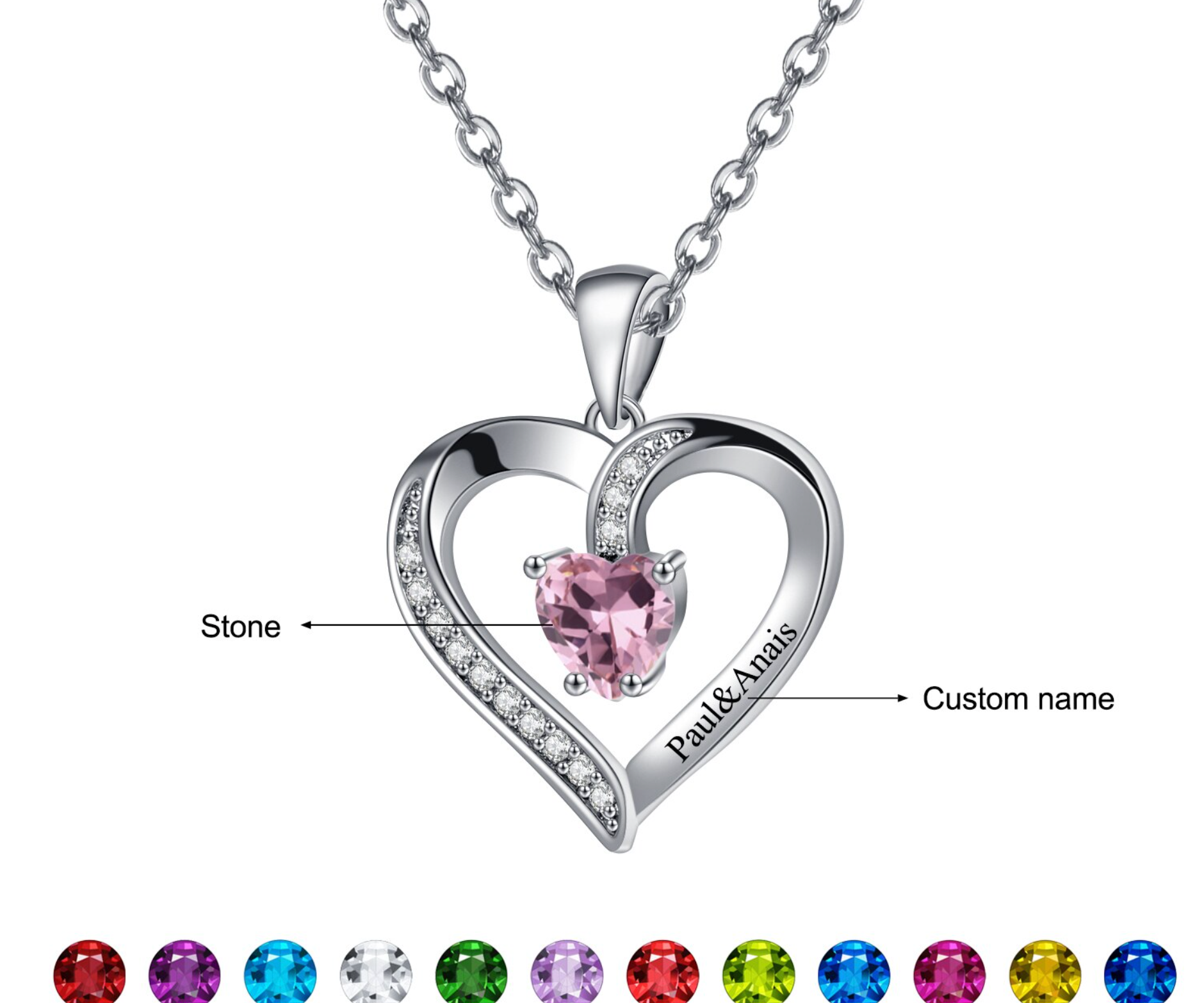 Birthstone Heart Shape Necklace